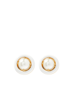 Dream In Color Studs, Plated Metal With Enamel & Faux Pearl